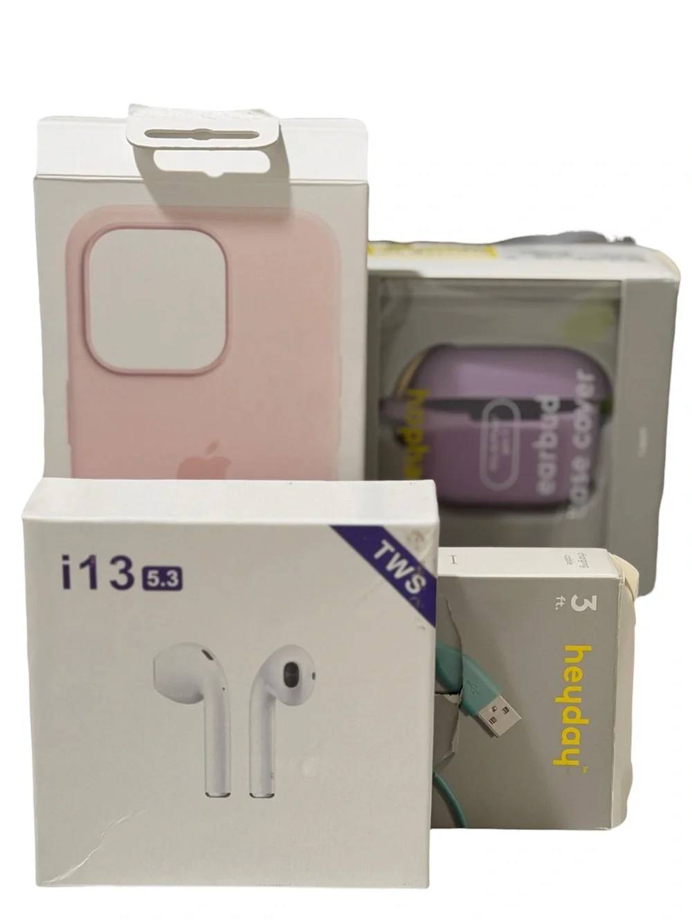 Apple iPhone 14 Pro Chalk Pink MagSafe Case Bundle + Heyday Cable + Earbuds
